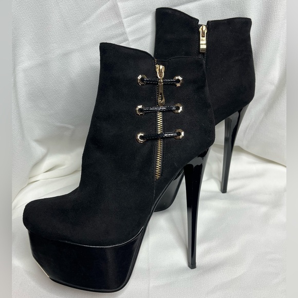 Elegant Black Luichiny Platform Stiletto Ankle Boots - Picture 3 of 5